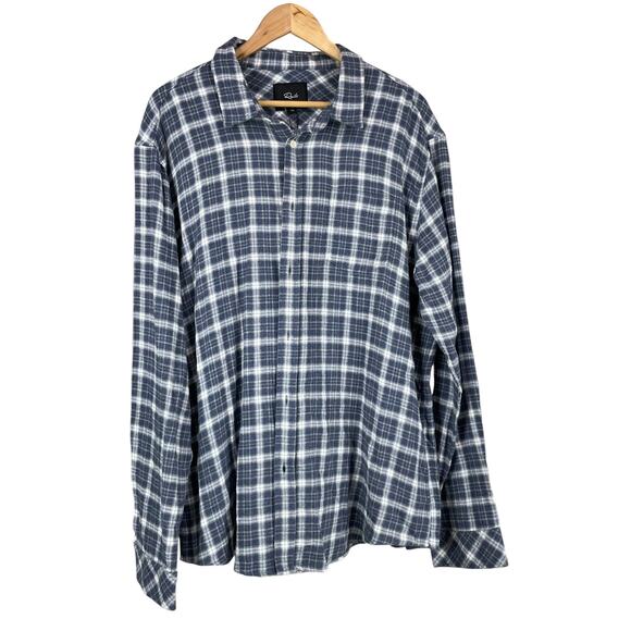 Rails NWT Brushed Lennox Long Sleeve Denim Shirt White Grey Button Up Men's XXL - Picture 3 of 10